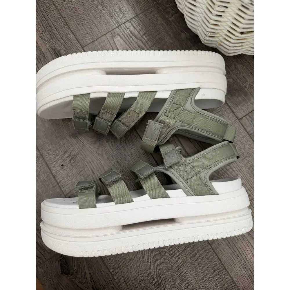 Nike Icon Classic Platform Sandal Size 11 Army/Jade Horizon Strappy DH0224-301
